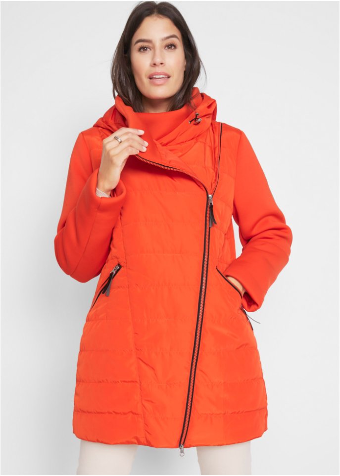 Jacke mit breitem Kragen und Kapuze