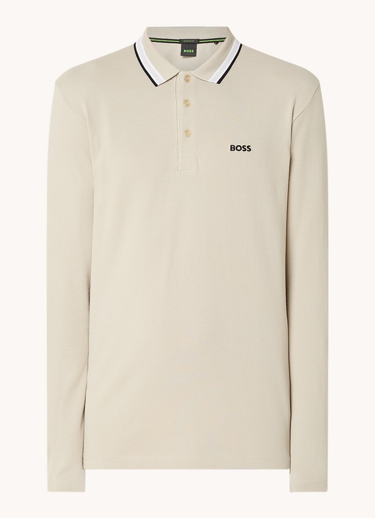 Polo HUGO BOSS Plisy de corte regular em algodão piqué com logotipo.