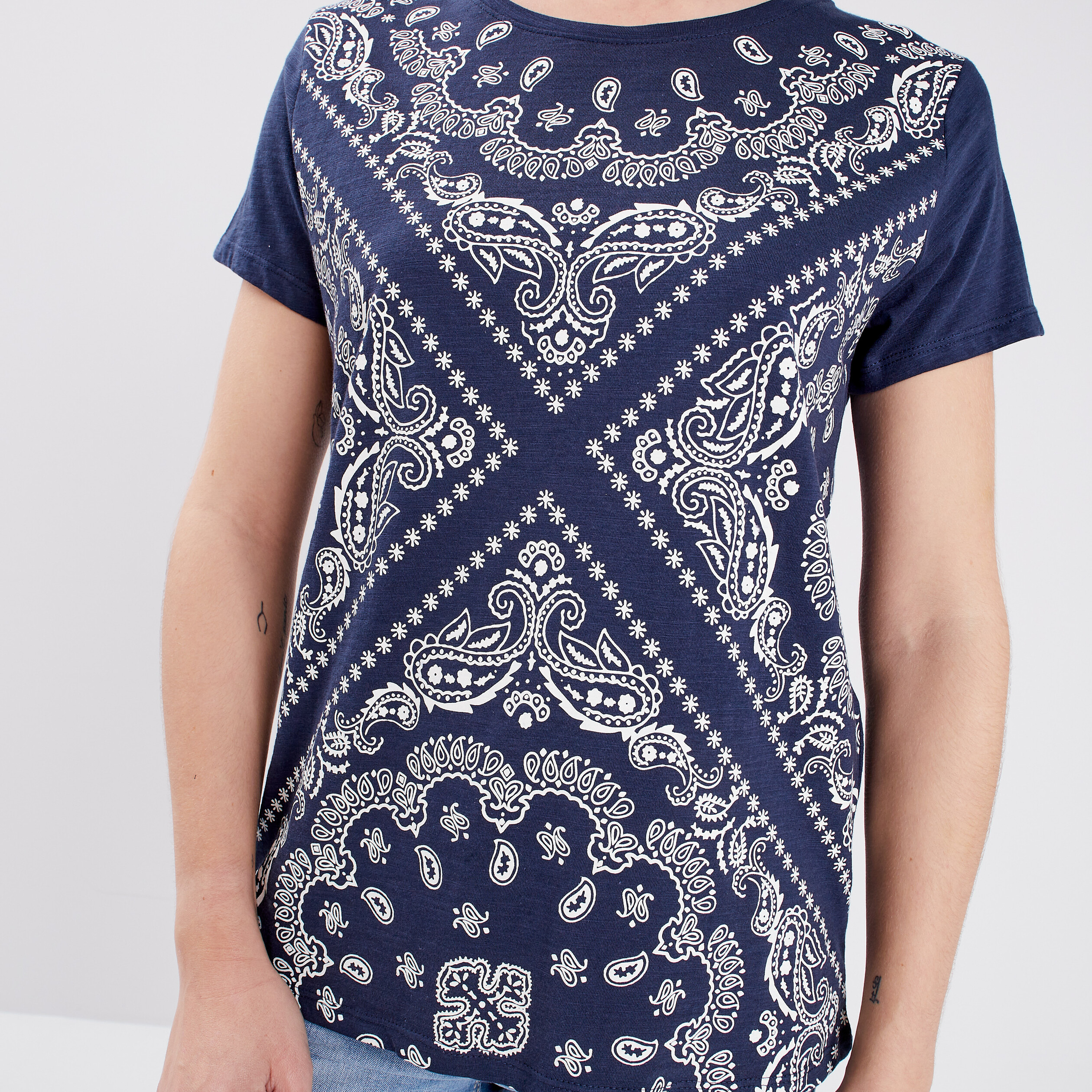 T-shirt manches courtes Creeks bleu marine femme | La Halle