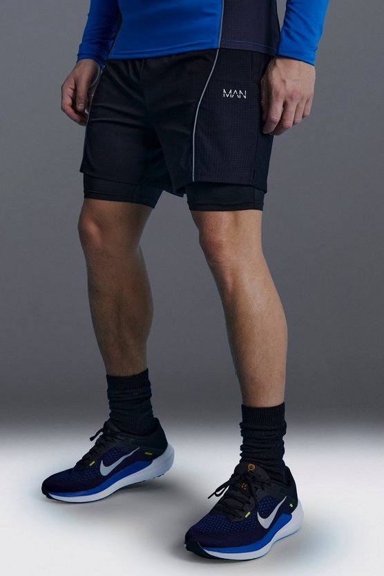 Man Active 2-in-1 Shorts mit Mesh-Einsatz