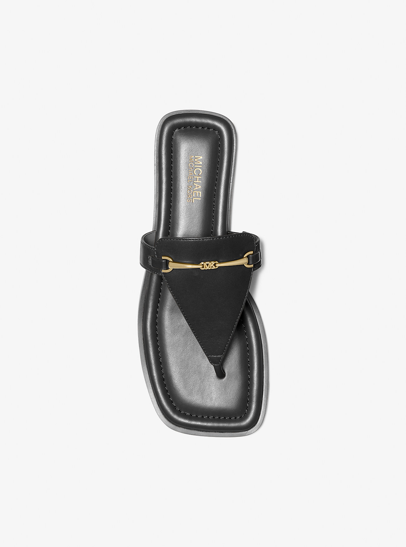 Lena Leather T-Strap Sandal - BLACK