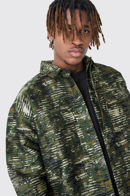 Tall strukturiertes Camouflage Overshirt