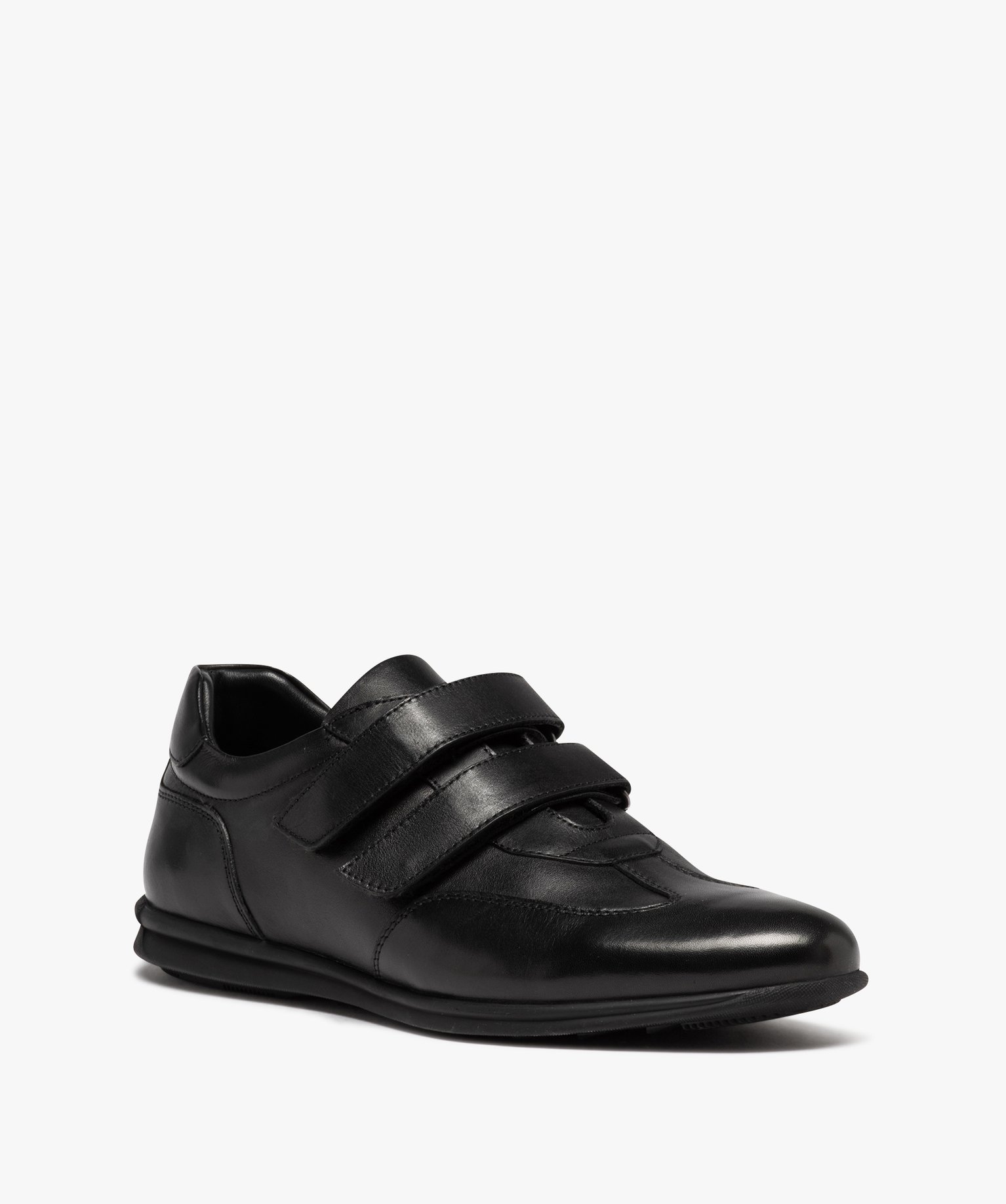 Derbies homme dessus en cuir uni à double scratch noir | GEMO