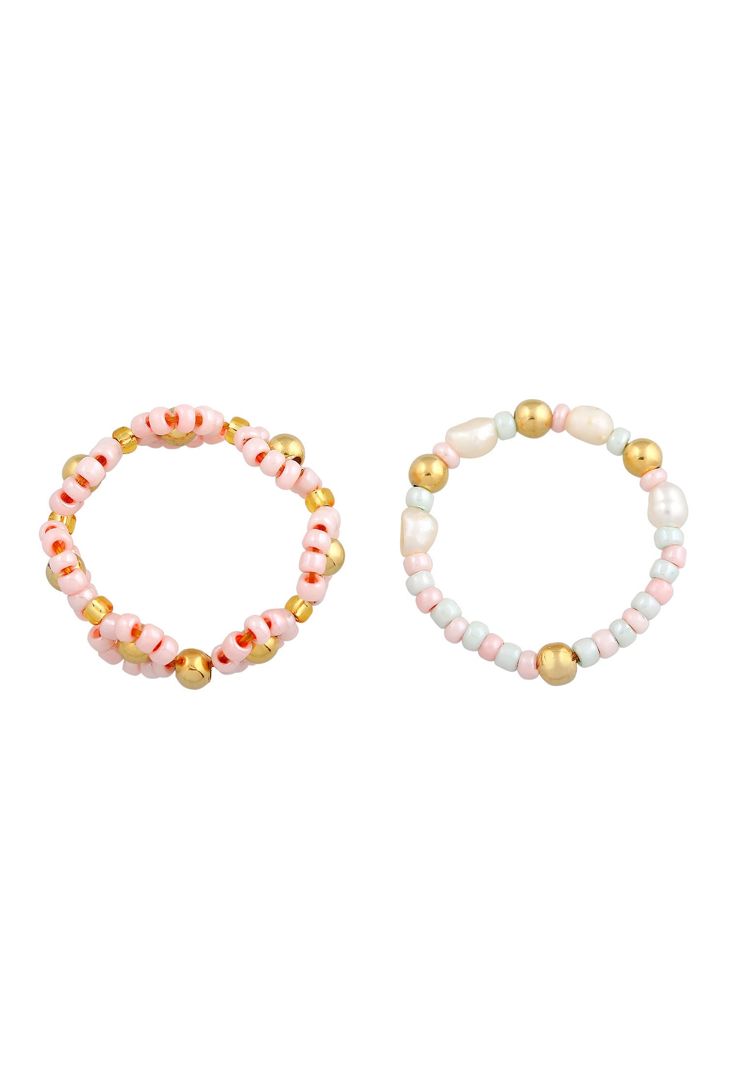 Conjunto de 2 collares de cuentas de vidrio Elli para mujer con perlas cultivadas de agua dulce en plata de ley 925 chapada en oro.