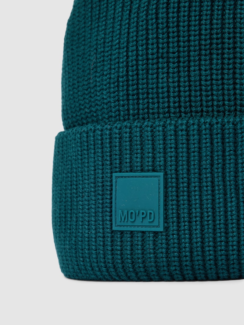 Beanie mit Label-Detail in dunkelgrün