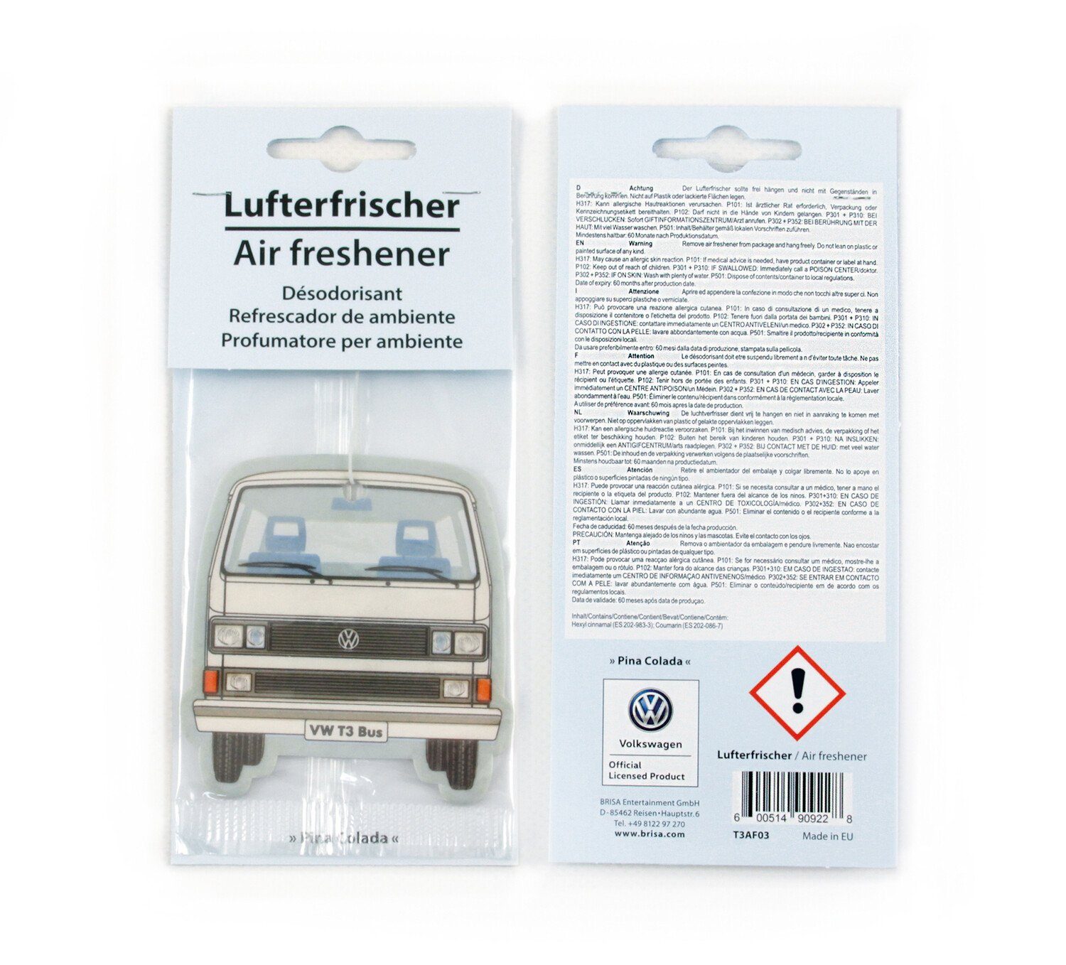 VW Collection by BRISA Raumduft Volkswagen Lufterfrischer fürs Auto (1-St), Duftspender im VW T3 Bulli Design