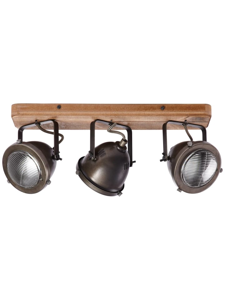 Brilliant Spotbalken, 3-flammig Carmen Wood 18,5x43x11,5 cm in burned steel/holz günstig kaufen onesize