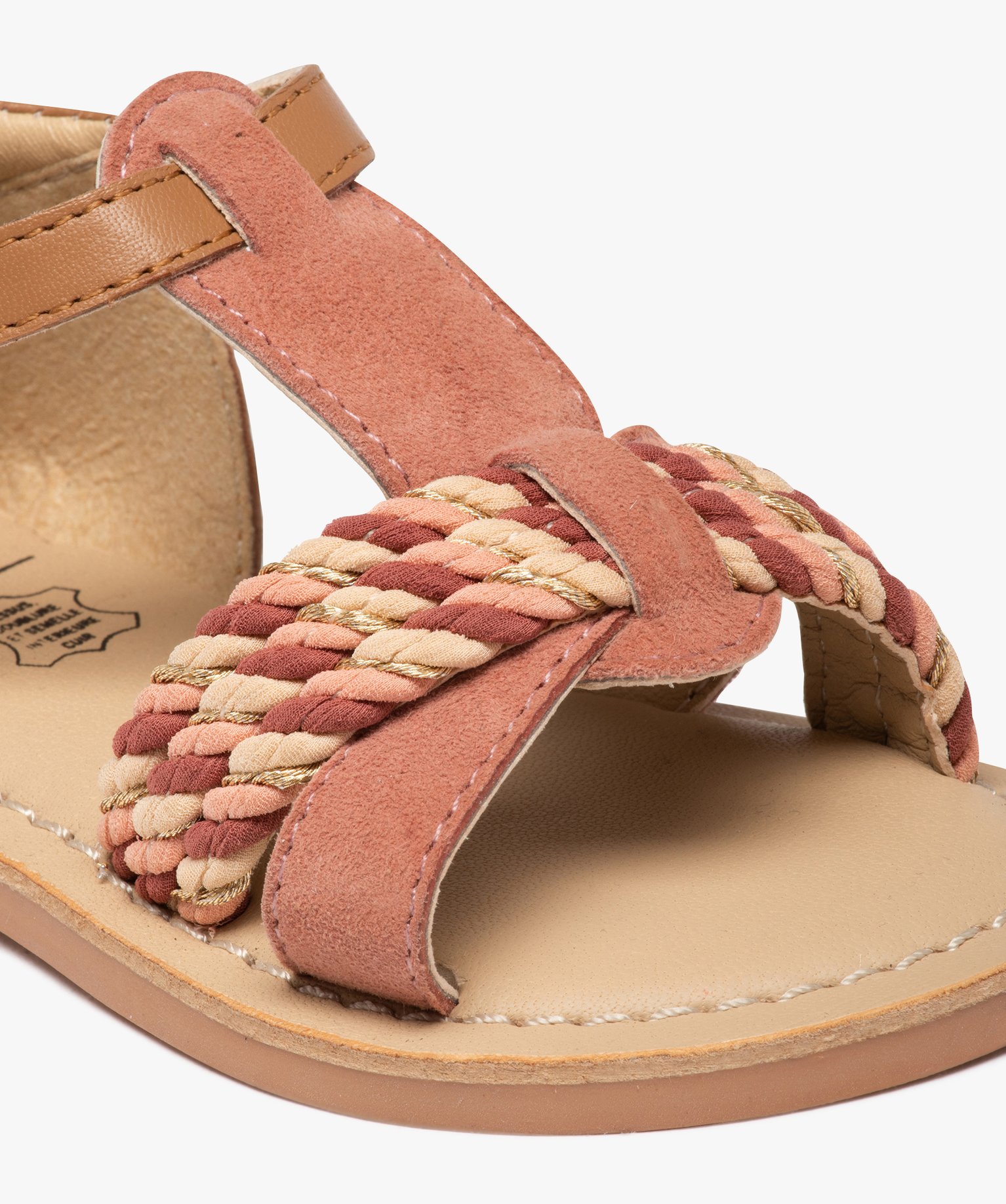 Sandales bébé fille en cuir à brides tressées – NA! rose | GEMO