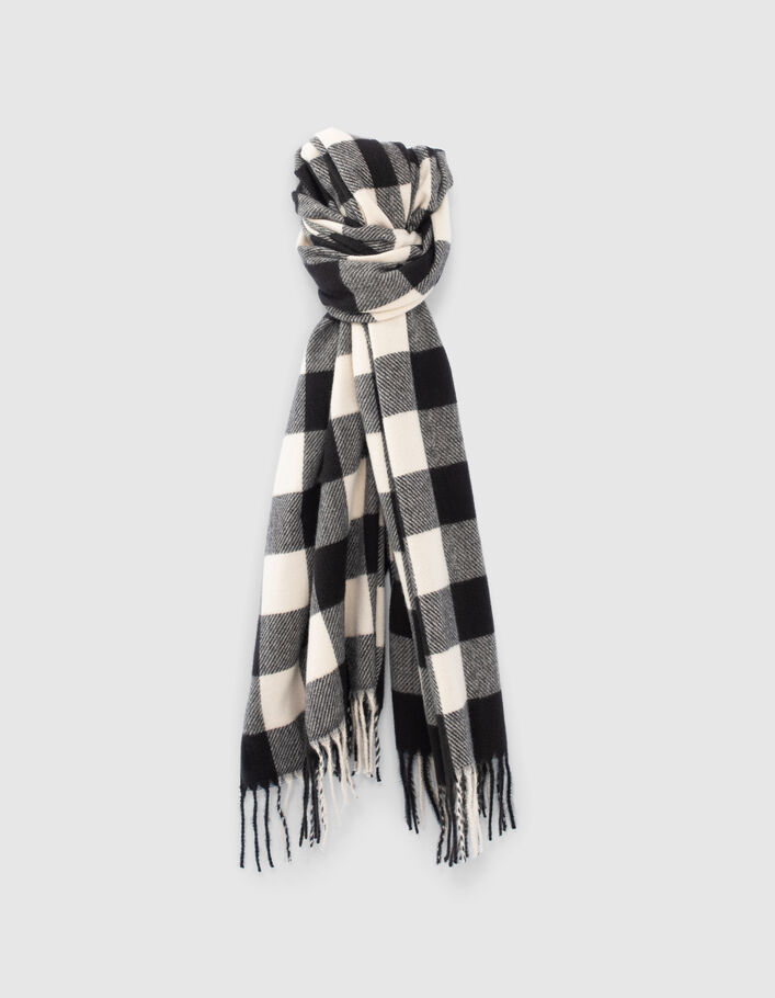 Echarpe noire à motif carreaux Homme