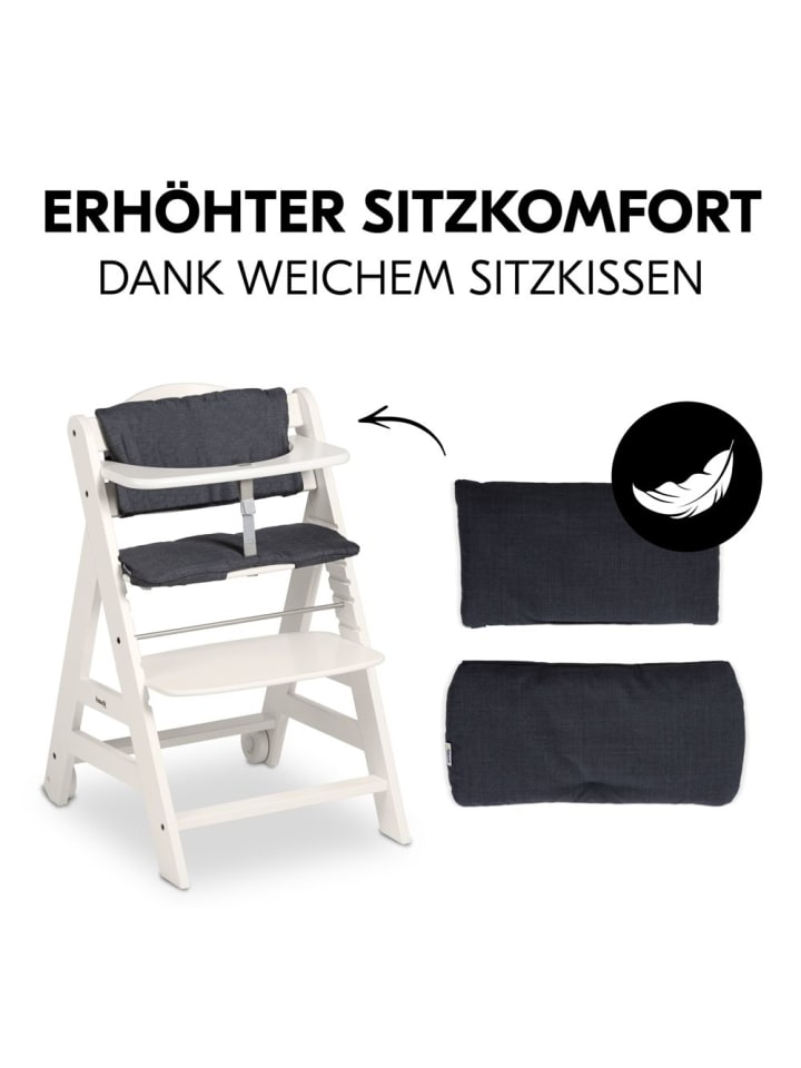Hauck Hochstuhl Beta Plus White inkl. Essbrett, Sitzkissen in weiss,grau günstig kaufen onesize