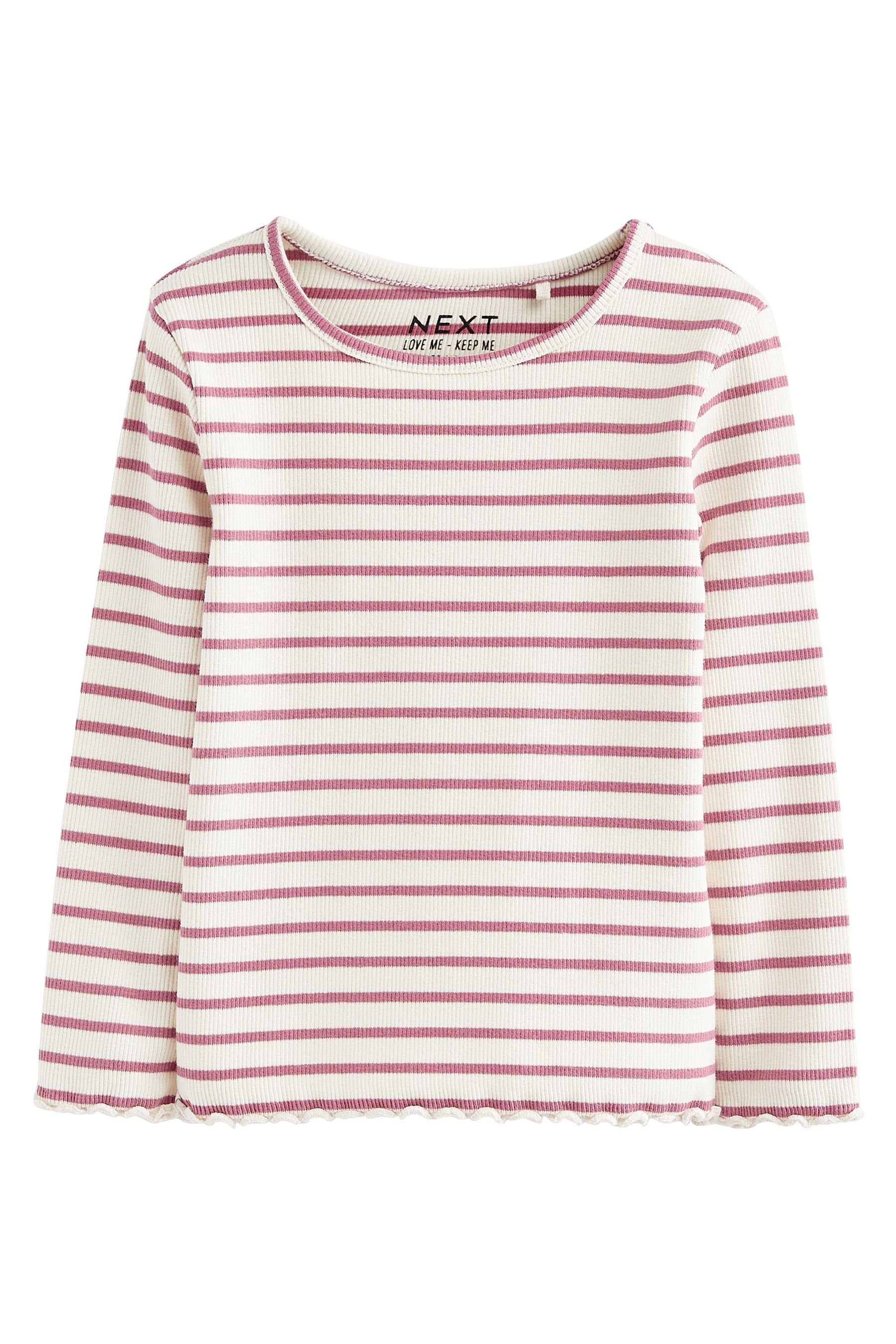Next Langarmshirt Langärmelige, gerippte Jerseytops im 5er-Pack (5-tlg)