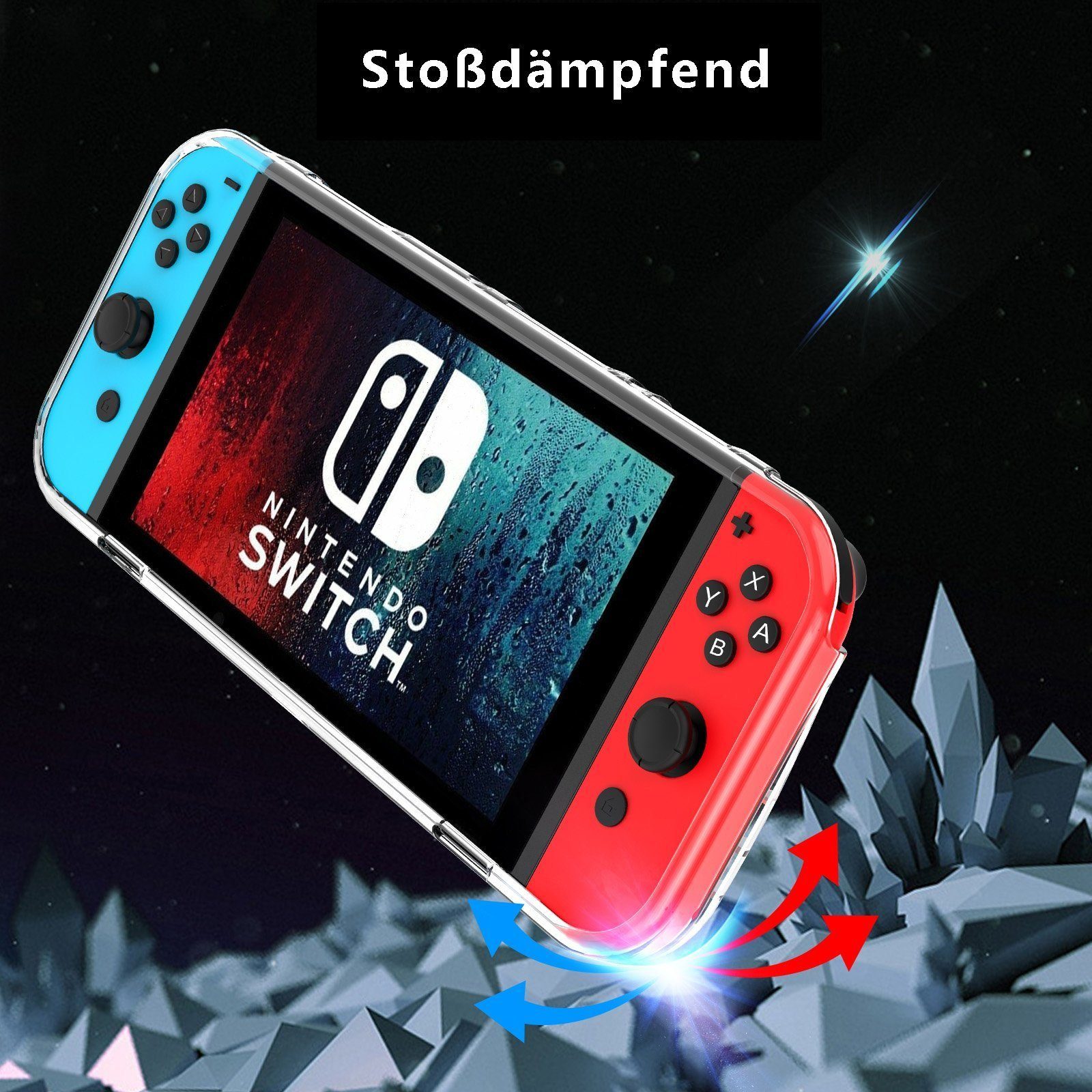 Mutoy Dockable Hülle für Nintendo Switch OLED, Transparent Dünn Zubehör Nintendo (Kristall TPU Schutzhülle, Weich Komfort Stoßfest Antikratz Schutzhülle, Switch Zubehör mit Switch OLED Konsole und Griff Cover)