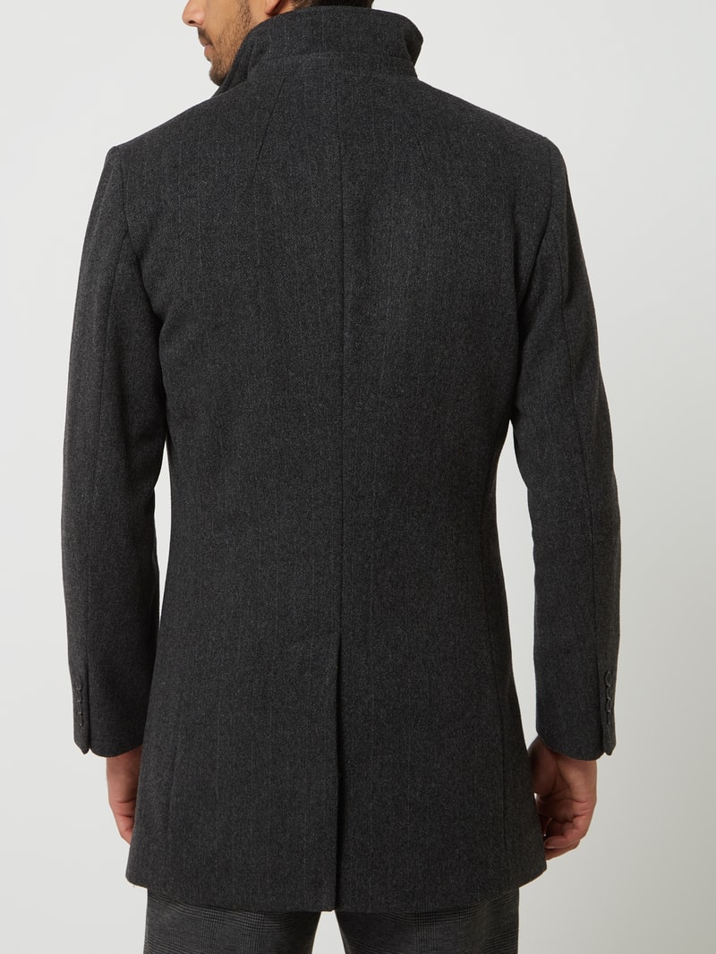 Slim Fit Wollmantel mit herausnehmbarer Steppweste Modell 'Ontario' in anthrazit