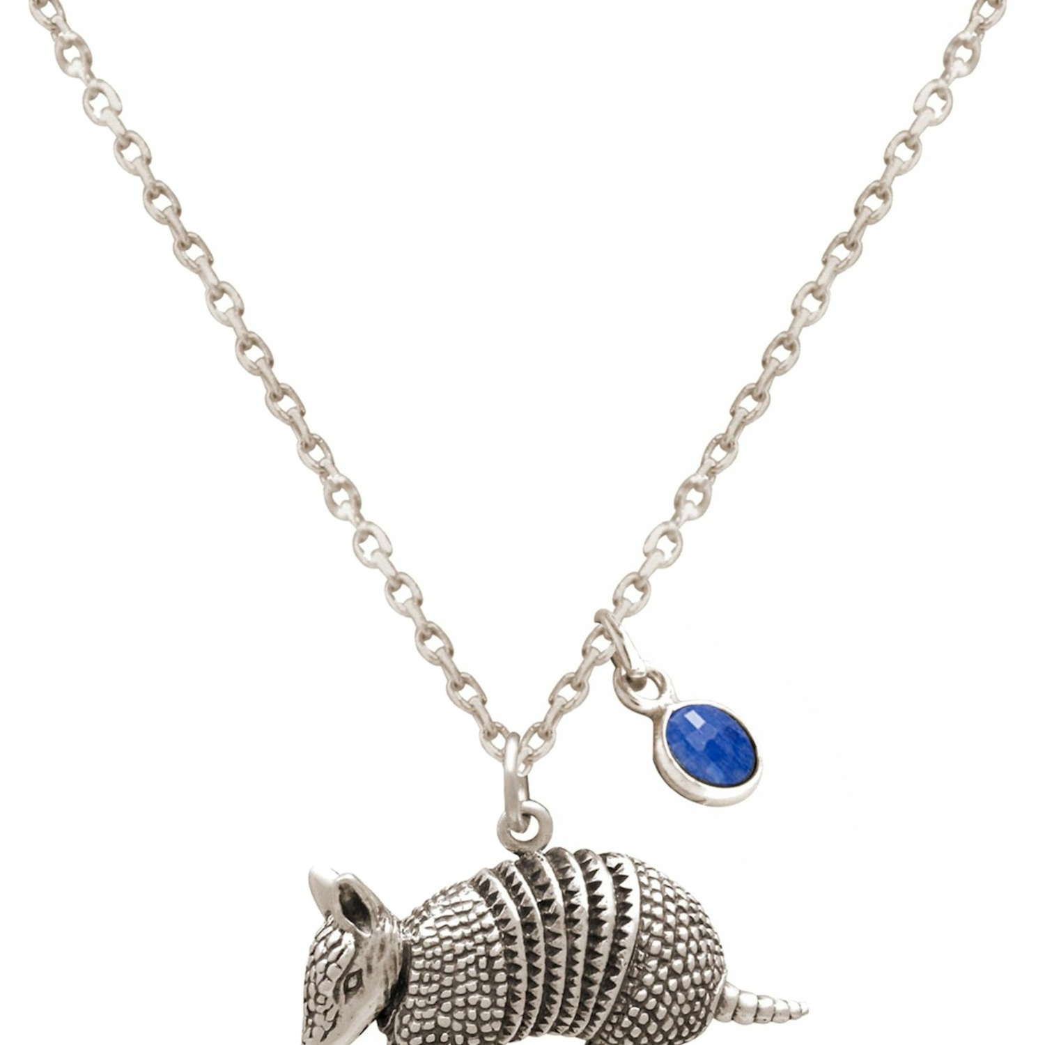 Halskette mit Anhänger '3-D Armadillo - Saphir'
