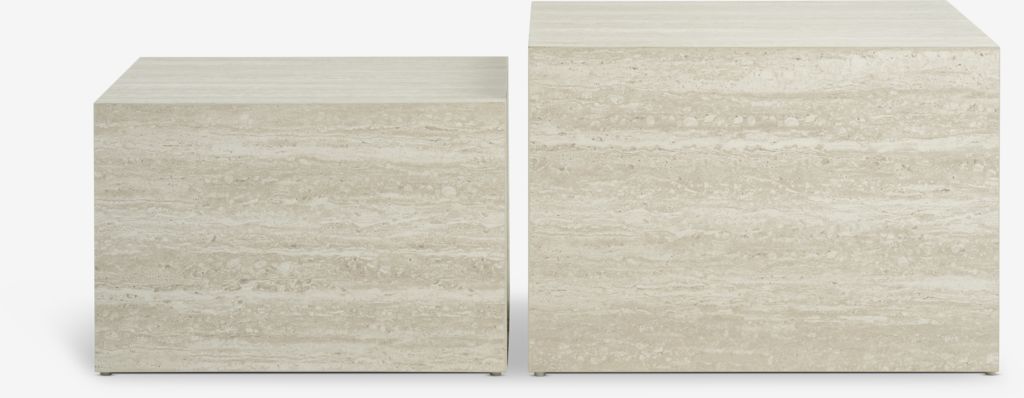 ROLSTED Couchtisch ROLSTED 58x58/50x50 farbiger Travertin 2 Stück.