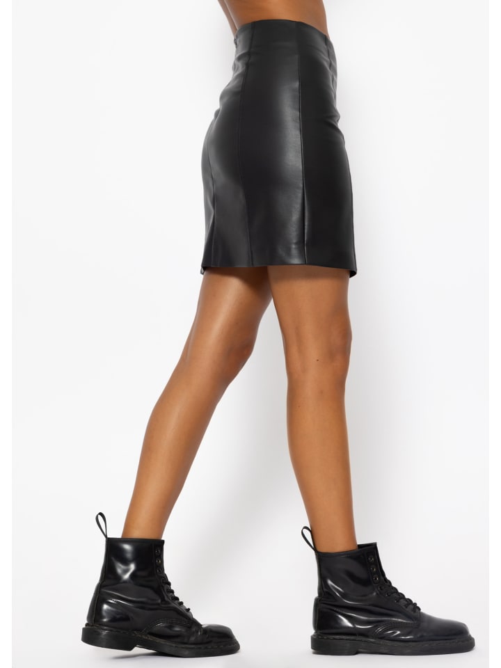 SASSYCLASSY Rock aus Kunstleder in schwarz günstig kaufen