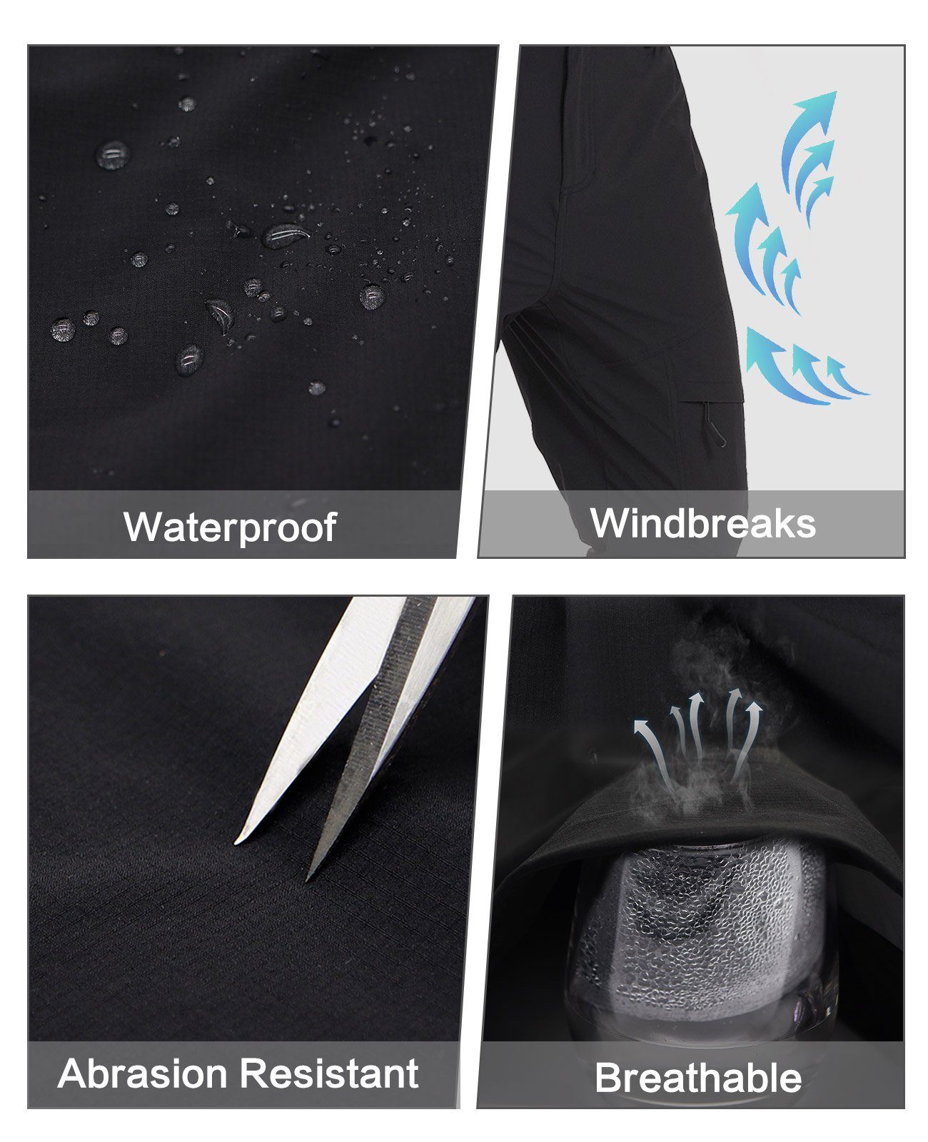 MEETYOO Outdoorhose Herren Funktionshose Wanderhose Trekkinghose Softshellhose (zipp-off Wanderhose, Outdoor-Hose, Fahrradhose) atmungsaktives, extra robustes und reißfestes Gewebe