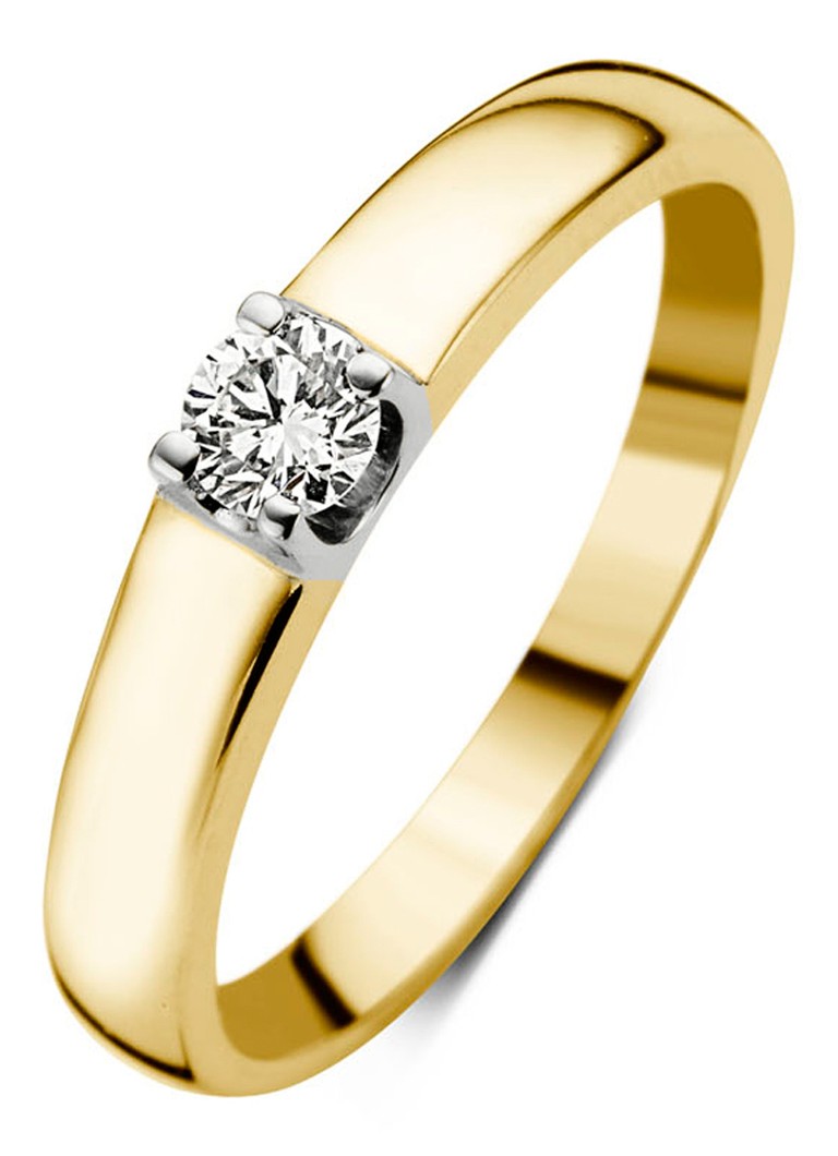 Diamond Point Keltakultainen solitaire-sormus laboratoriossa kasvatettu timantti, 0,14 karaatin timantti. 0,14 karaatin timantti. Laboratoriossa kasvatettu timantti.