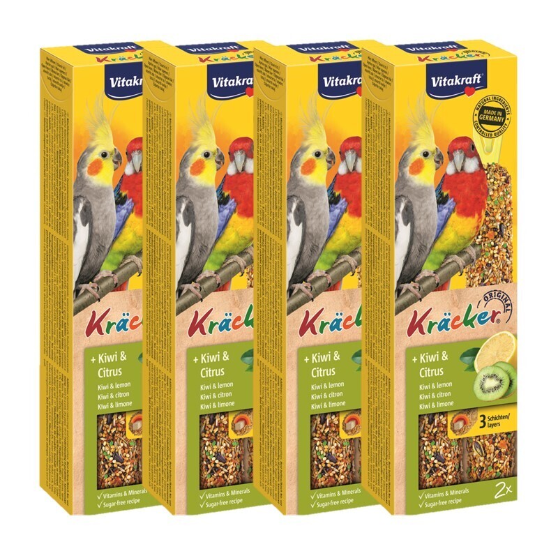 Vitakraft Snacks Vitakraft Großsittich Kräcker 4x2er Kiwi-Citrus