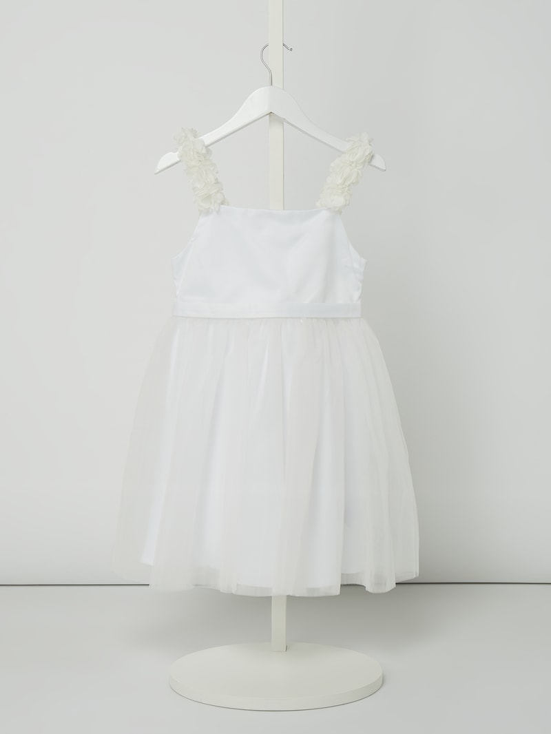 Kleid mit Blüten-Applikationen in weiß