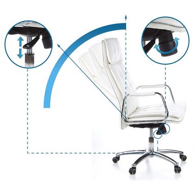 hjh OFFICE Chefsessel Profi Chefsessel VILLA 20 Leder mit Armlehnen, Drehstuhl Bürostuhl ergonomisch