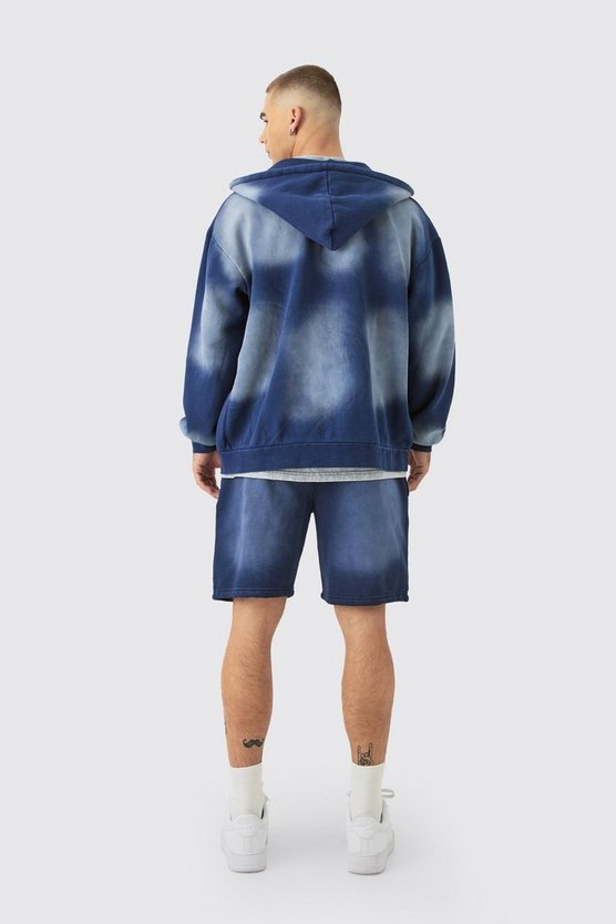 Kurzer Oversize Man Trainingsanzug mit Reißverschluss und Kapuze