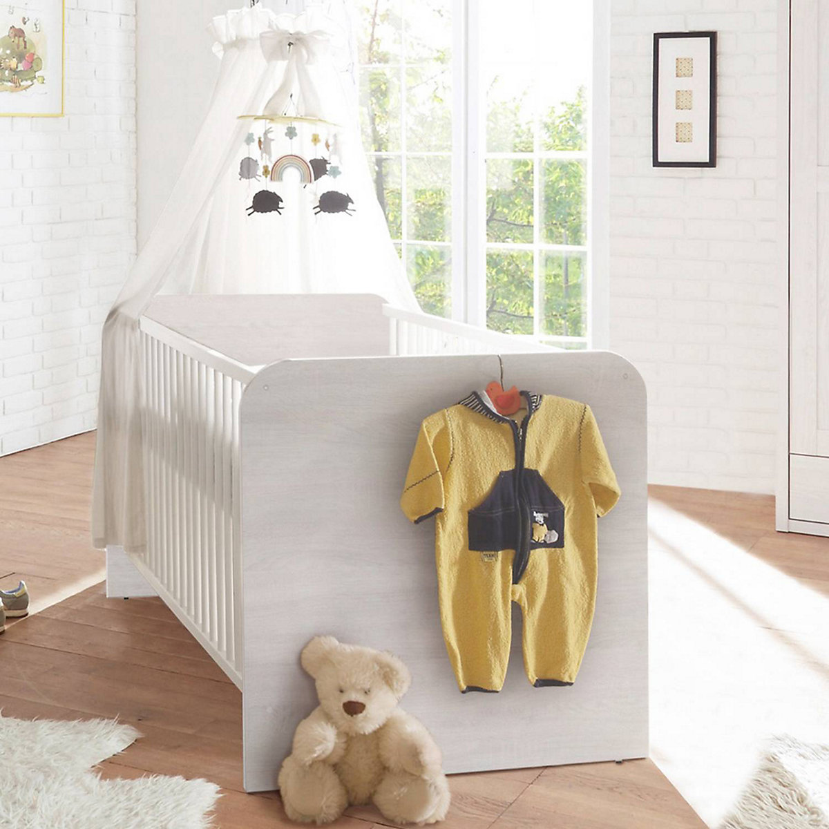 Babymöbel Set Landhausstil LUND-78 Pinie weiß Nb./Trüffel Eiche Nb.