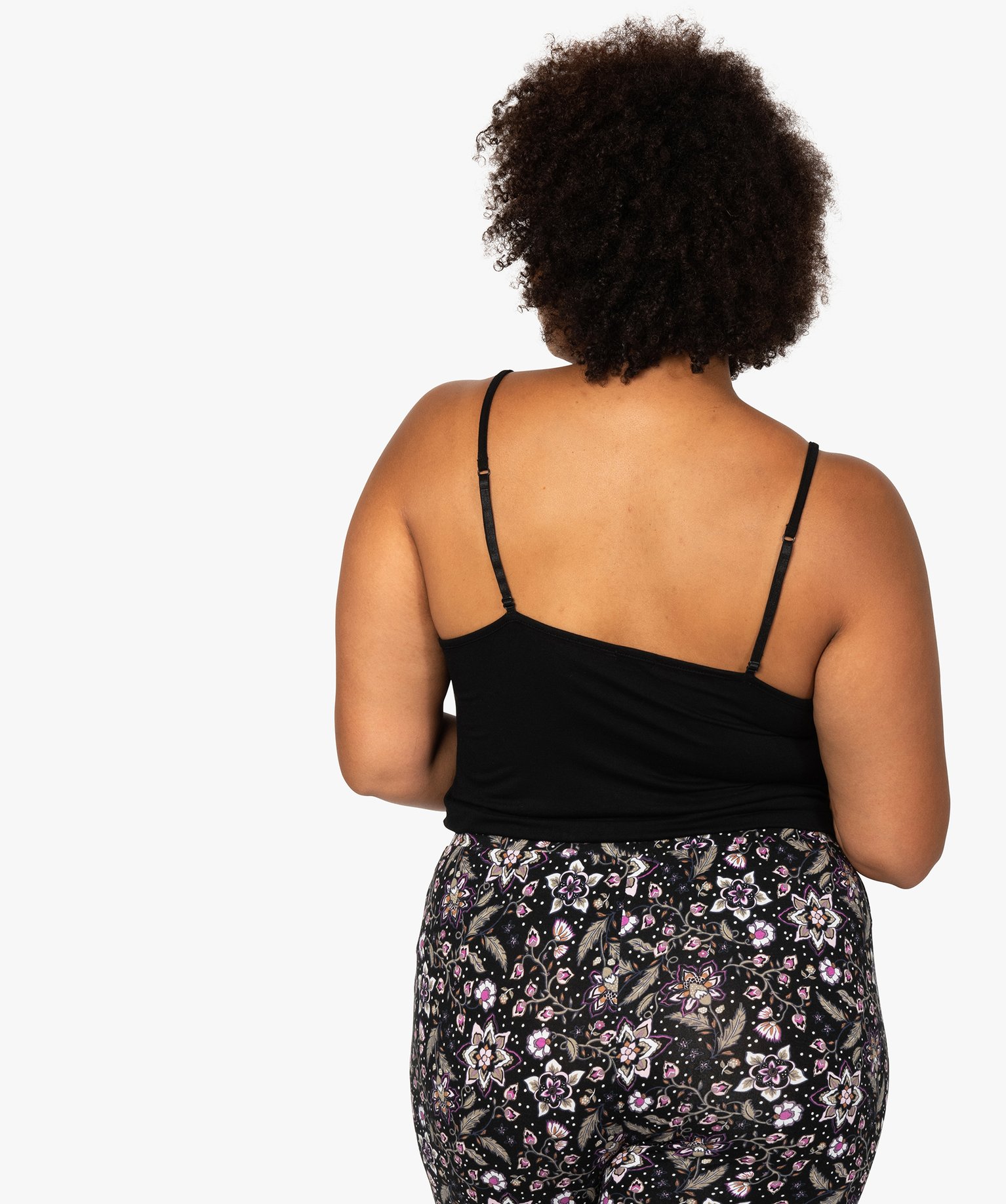 Débardeur femme grande taille en maille fluide et dentelle noir | GEMO