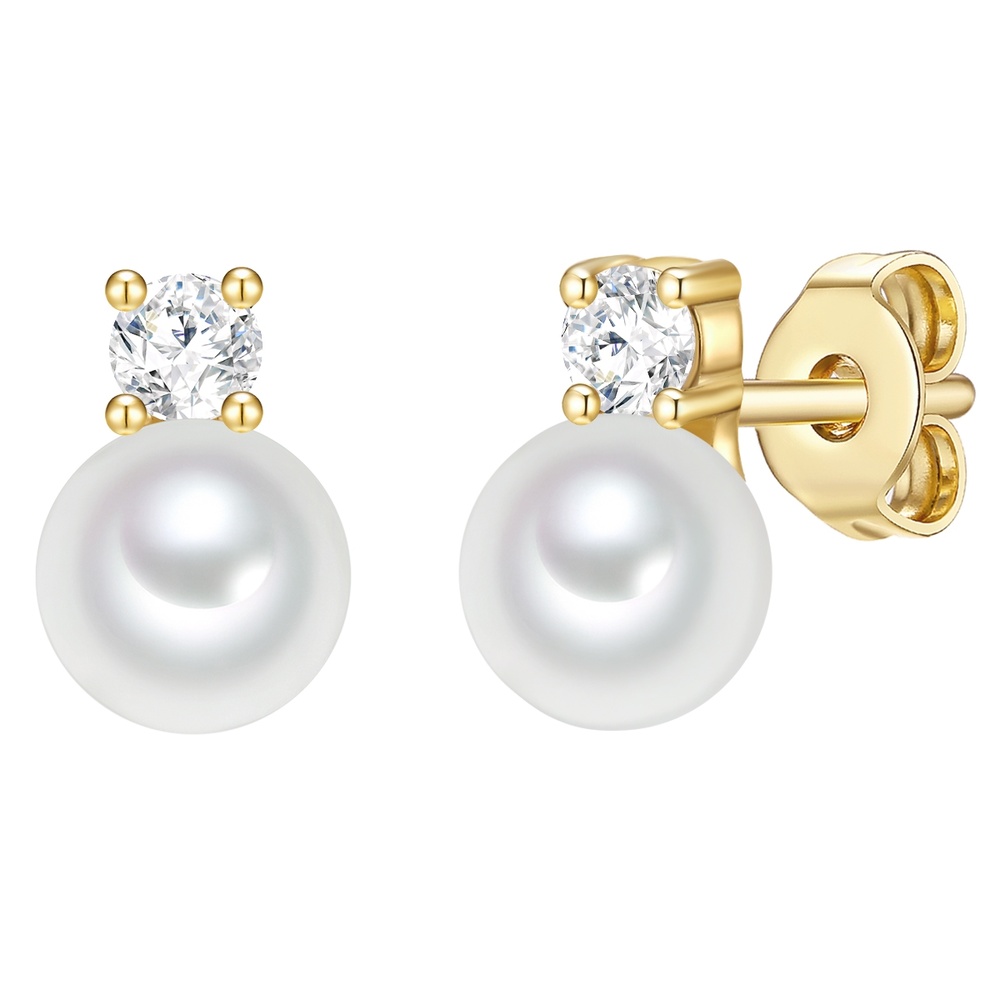 Trilani Puces d'oreilles en argent Argent sterling Oxyde de zirconium (CZ) Perle de cultu Boucles d'oreilles