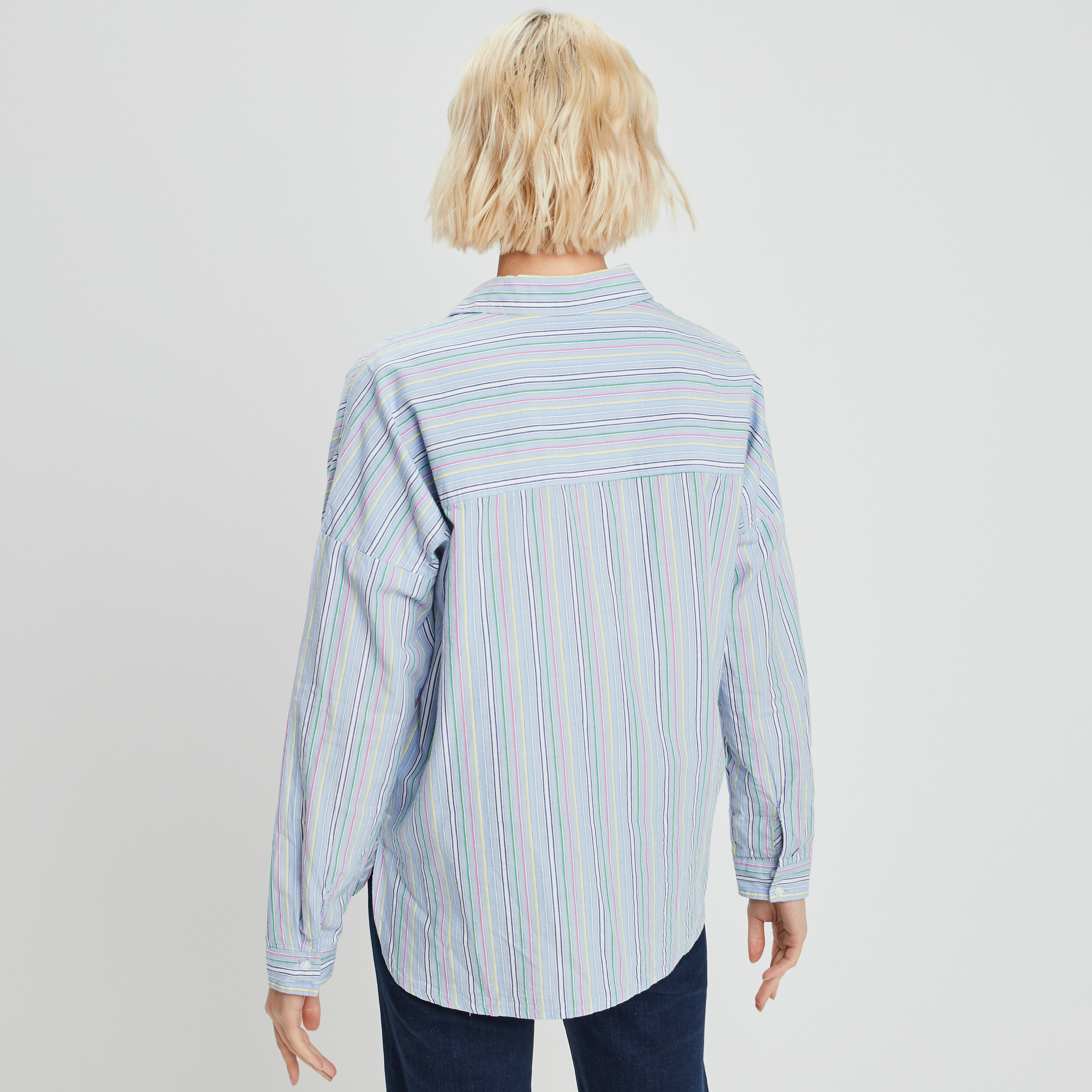 Chemise manches longues coupe droite bleu femme | La Halle
