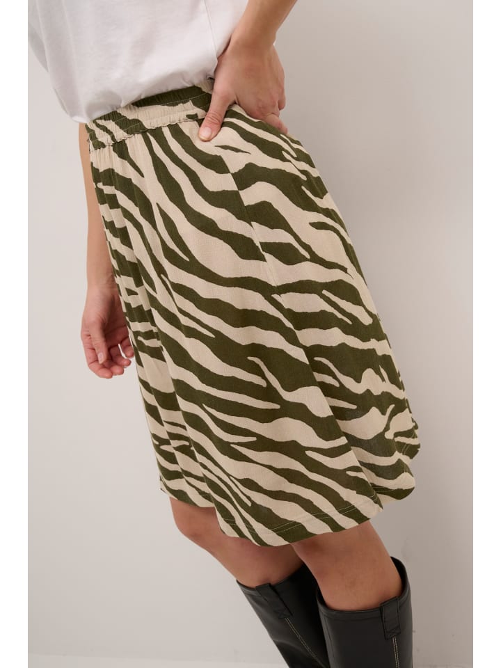 Kaffe Rock KAmarita in Sand/Green Animal Print günstig kaufen