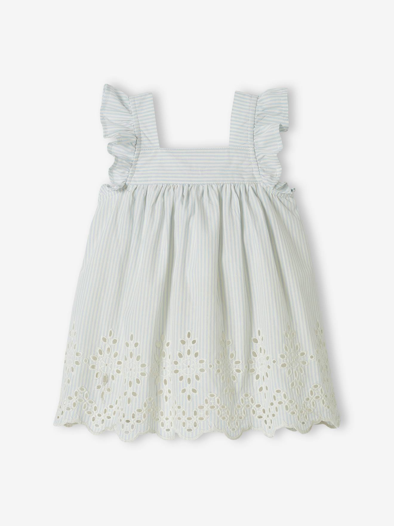 Robe de cérémonie bébé avec body bleu ciel