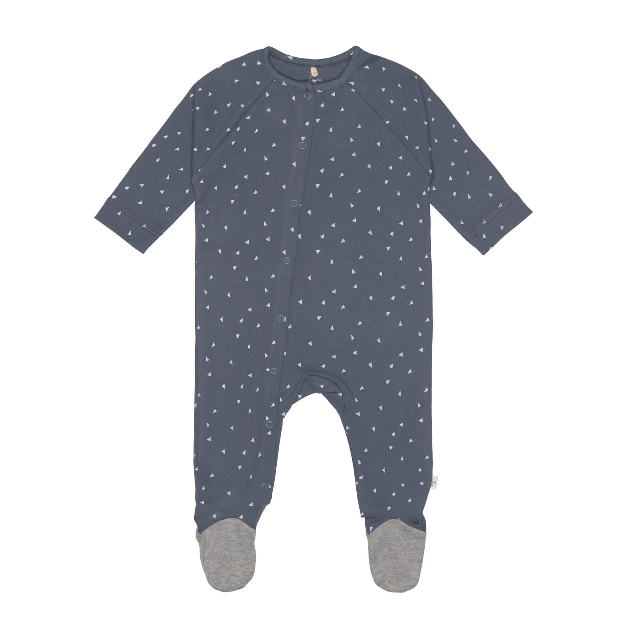 Baby Schlafanzug mit Füßen - Bio Baumwolle, Triangle, Blau