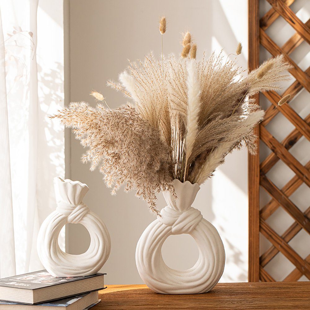 SCOHOME Dekovase Keramik vase beige Moderne deko (1 St., Geeignet für Wohnzimmer, Schlafzimmer), Kunst Vase Runde Form Vasen