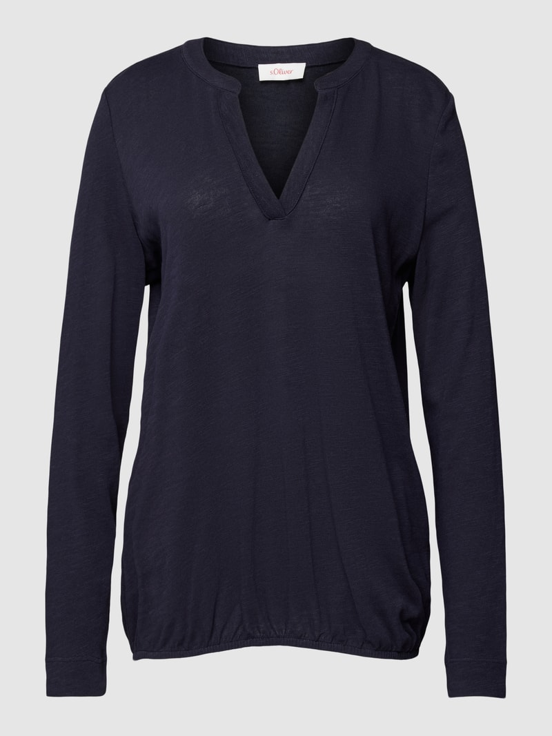 Blusenshirt mit V-Ausschnitt in marineblau