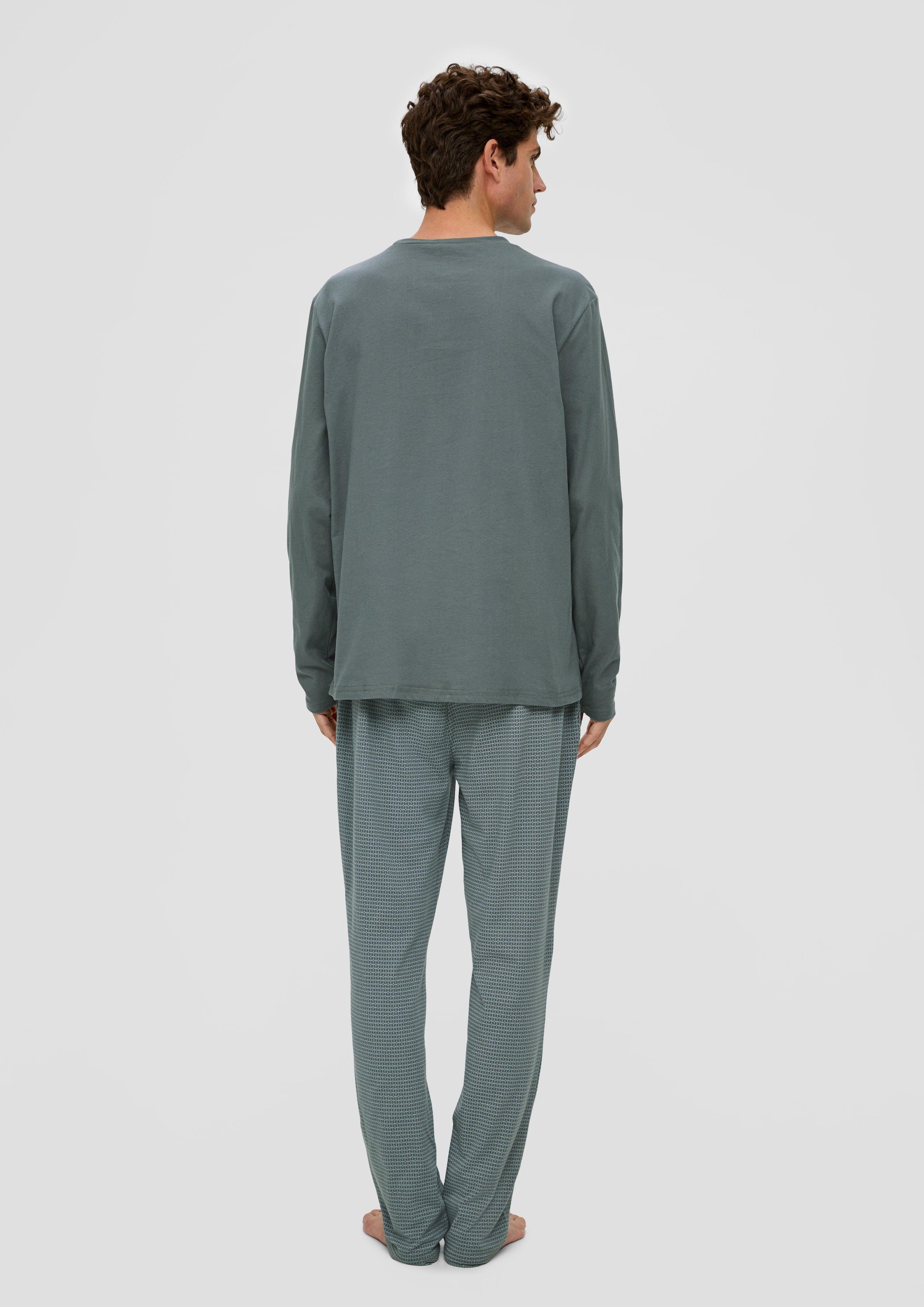Langes Pyjama-Shirt mit Logoprint  6009076-7800
