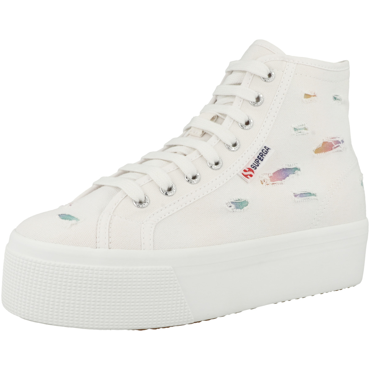 Superga 2708 Ripped Multicolor Cotton Sneaker mid weiss