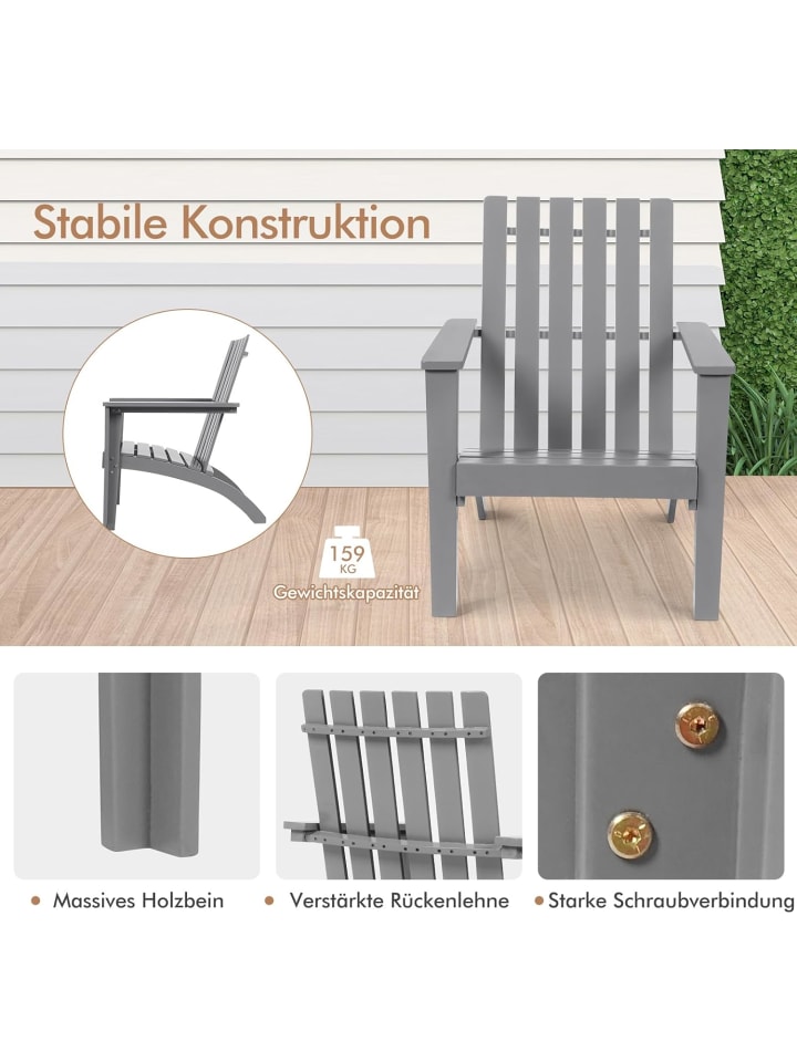 COSTWAY Adirondack Stuhl in Grau günstig kaufen onesize