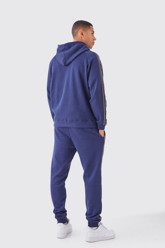Man Gold Hoodie-Trainingsanzug mit Reißverschluss