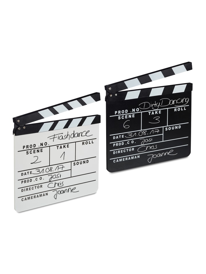 relaxdays 2x Filmklappe in Schwarz/ Weiß günstig kaufen onesize