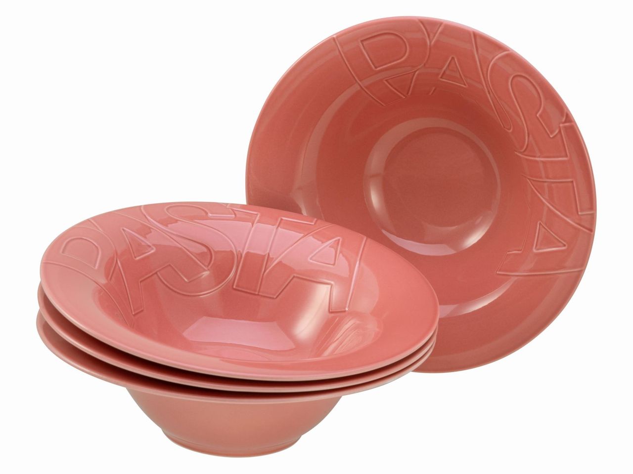 CreaTable Gourmet Rot, 4-teiliges Geschirrset, Pastateller aus Porzellan