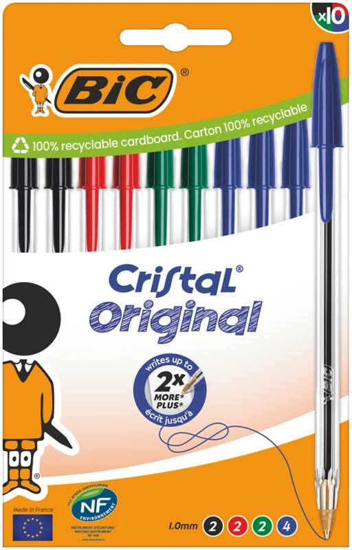 BIC Cristal Original Kugelschreiber Medium 0,4 mm Farbig sortiert 10 Stück