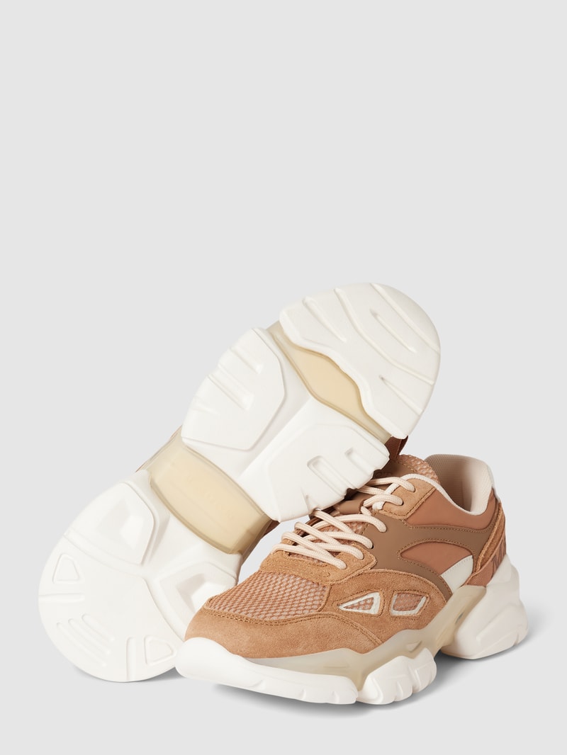 Sneaker mit tonalem Besatz Modell 'Julia' in hellbraun