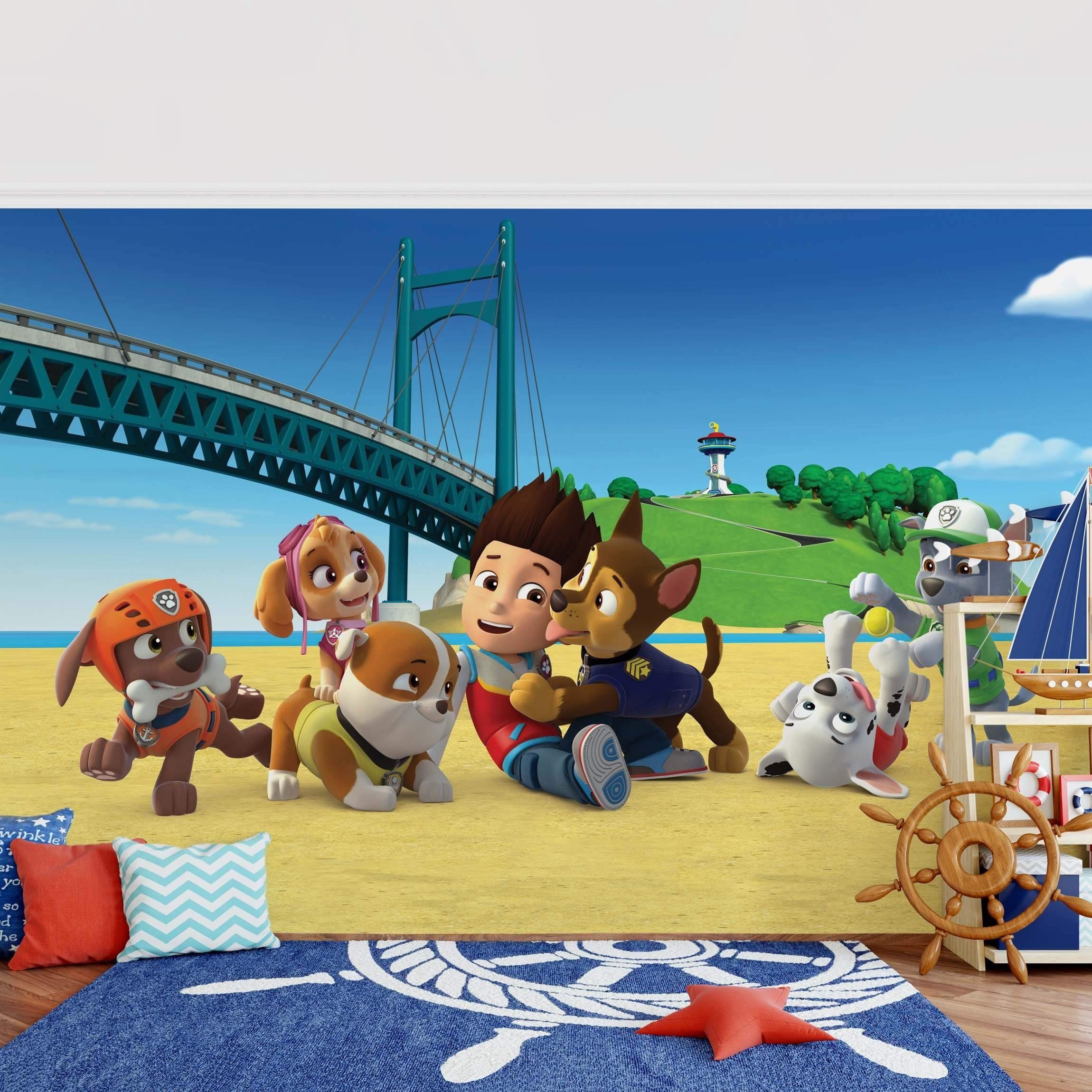 Bilderdepot24 Kindertapete Kinderzimmer PAW Patrol Zentrale Hunde Brücke Wanddeko Chase Marshall, Glatt, Matt, (Inklusive Gratis-Kleister oder selbstklebend), Mädchenzimmer Jungenzimmer Babyzimmer Bildtapete Fototapete Wandtapete