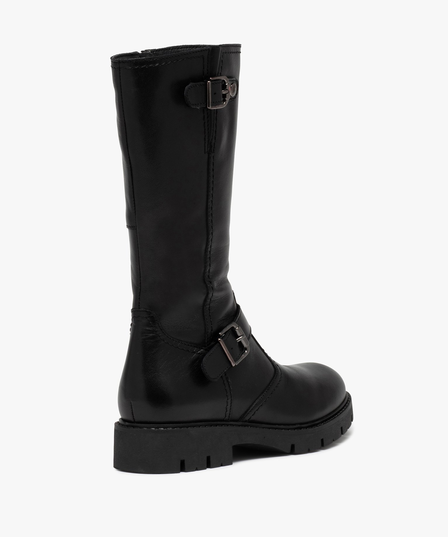 Bottes fille dessus cuir uni et semelle crantée | GEMO