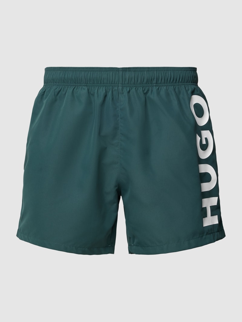 Badehose mit Label-Print Modell 'ABAS' in bottle