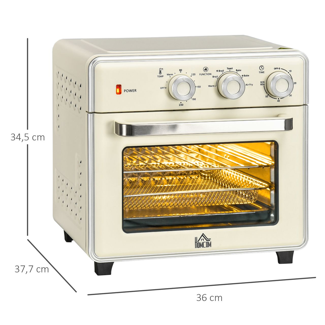 HOMCOM 5-in-1 Mini Ofen 20L Minibackofen mit Backblech Set, Timer, 90-230