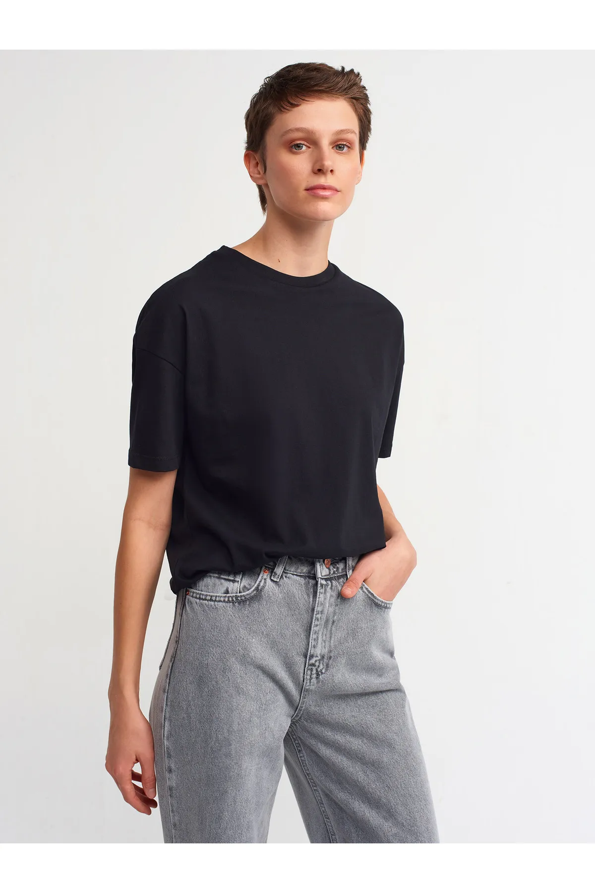 Dilvin  3683 Basic T-Shirt-schwarz