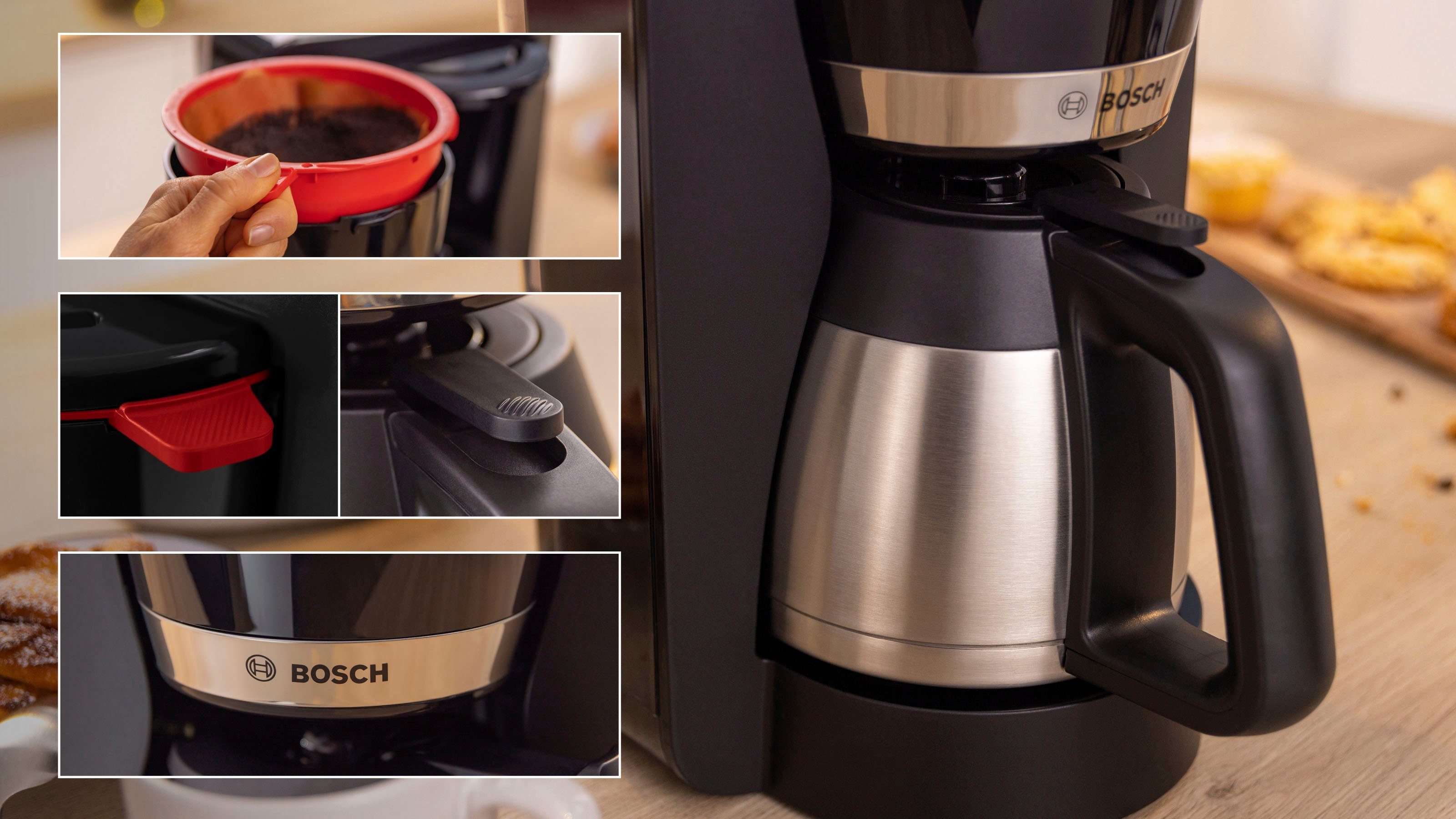 BOSCH Filterkaffeemaschine MyMoment TKA6M273, 1,1l Kaffeekanne, Papierfilter 1x4, für 8-12 Tassen, Aroma intense, Entkalkungsprogramm,Thermokanne,1200 W