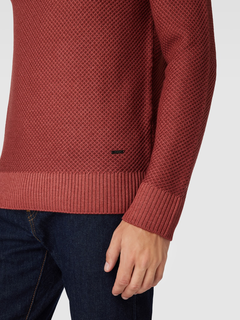 Strickpullover aus Schurwolle Modell 'Willon' in bordeaux rot